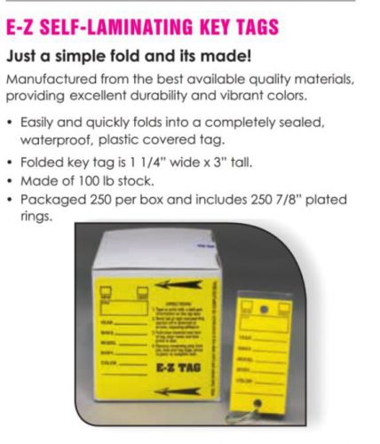 Car Dealer Key Tags, Yellow Self Laminating (from E-Z Line)