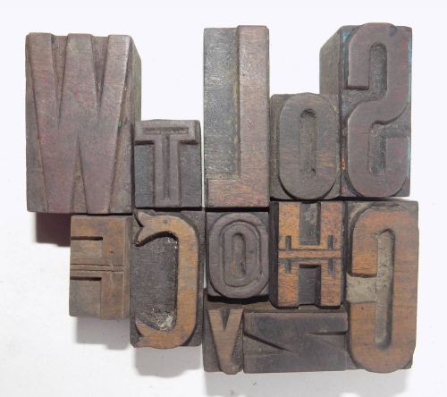 Letterpress Letter Wood Type Printers Block &#034;Lot of 12&#034; Typography #bc-57