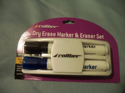 Caliber Dry Erase Marker and Eraser Set, chisel tip, Low odor, non-toxic, New