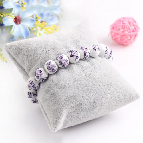 Velvet Pillow Cushion Bracelet Watch Jewelry Display Holder Showcase 1PC Grey