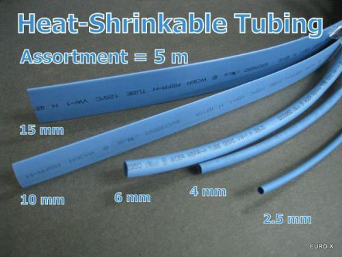 Blue 2:1 Polyolefin 600V Heat Shrinkable Tubing Assortment 5 Sizes/Lot #so7