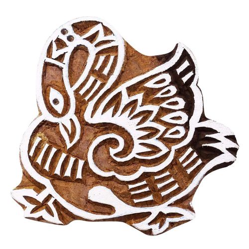 Decorative indian wooden textile stamps wood printing block bird stamp pb3007a for sale