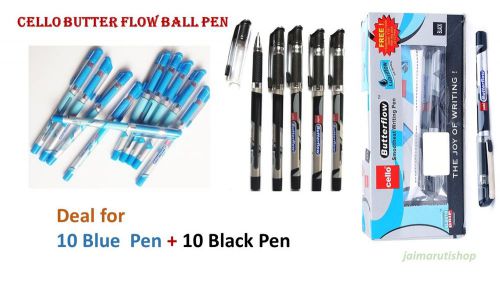 Cello Butter Flow (10 BLACK +10 BLUE) Ball Pen smooth writing school home office