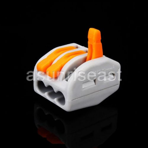 10 x Building Wire Connector Safe Terminal Block Fast Cable Push in 3 Port 32A