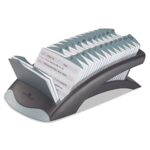 Durable Telindex Desk Address Card File Holds 500 4 1/8x2 7/8 Cards Graphite/BLK