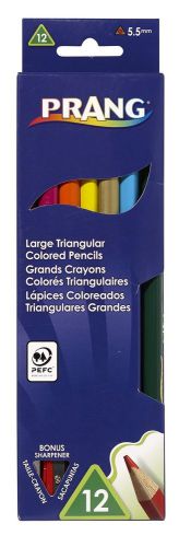 Prang large triangular colored pencil set 5.5 millimeter cores with sharpener... for sale