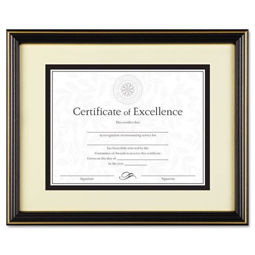 &#034;DAX Gold-Trimmed Document Frame, Wood, 11 X 14, 8.5 X 11, Black&#034;