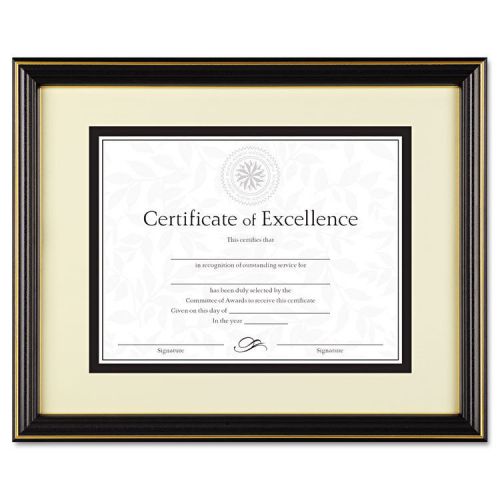 &#034;DAX Gold-Trimmed Document Frame, Wood, 11 X 14, 8.5 X 11, Black&#034;