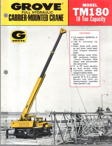 1975 GROVE TM180 18 TON CRANE BOOM CONSTRUCTION EQUIPMENT BROCHURE