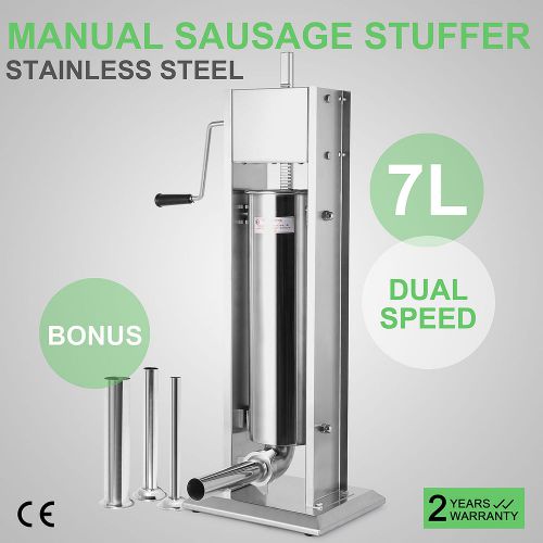 7L SAUSAGE FILLER 304 STAINLESS STEEL 4 FUNNELS O-RING SEAL SILVER SPECIAL BUY