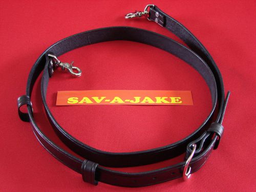 Sav-A-Jake Firefighter Leather Radio Strap Solid Black - XL Length