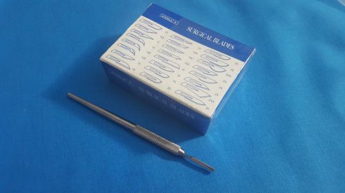 100 STERILE SURGICAL BLADES #24 #25 WITH FREE SCALPEL KNIFE HANDLE #4