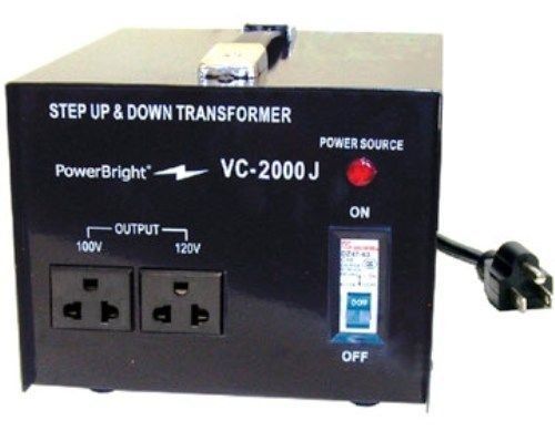 PowerBright VC-2000J Transformer, Step Up / Down 2000 Watts, Only for Japan, 100