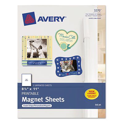 Printable Inkjet Magnet Sheets, 8 1/2 x 11, White, 5/Pack, Sold as 1 Package