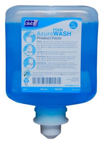 ( 6 ) PACK Deb Azure Foam Wash 1 Liter Cartridge, Box of 6 - NEW Hand Wash Bath
