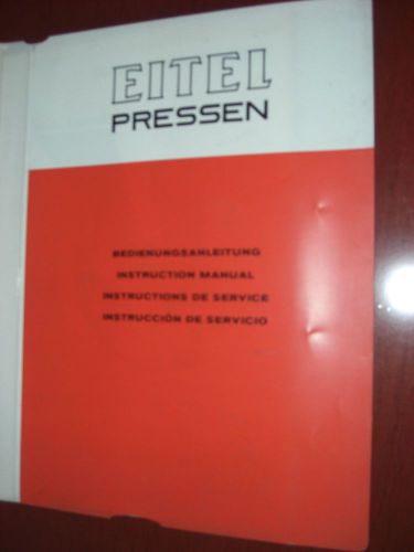 Eitel Type RP-16 Straightening Press Operator&#039;s Manual