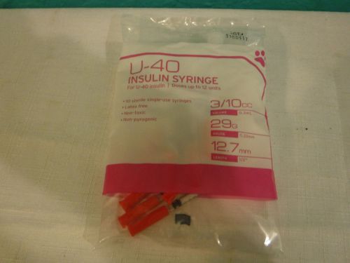 U-40 Insulin Syringe  12.7mm 29G 3/10cc 6 Packs of 10 Syringes