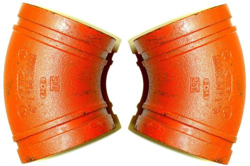 &#034;Grinnell&#034; 201 Fire Sprinkler 45° Elbow Grooved Pipe Fittings (4&#034;) 2-Pack