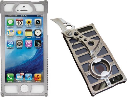 TCAP1P Tacticall Alpha 1 Polished SS Iphone 5 Case W/ Knife &amp; Bottle Opener Meas