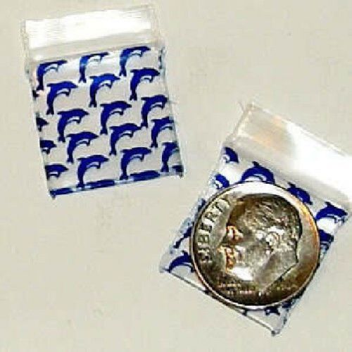 200 Blue Dolphins Baggies 0.75 x 0.75&#034;  ziplock bags  3434