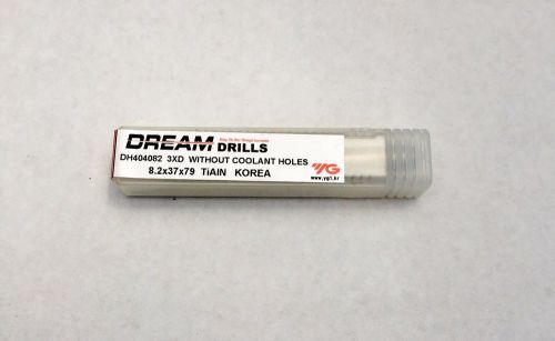 YG DREAM DRILL - SOLID CARBIDE P/N DH404082 8.2 MM DIA ( 0.3228 ) X3D
