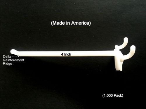 (1,000 PACK) 4 Inch White Plastic Peg Kit.Garage Shelf Hanger Pegboard Hooks USA