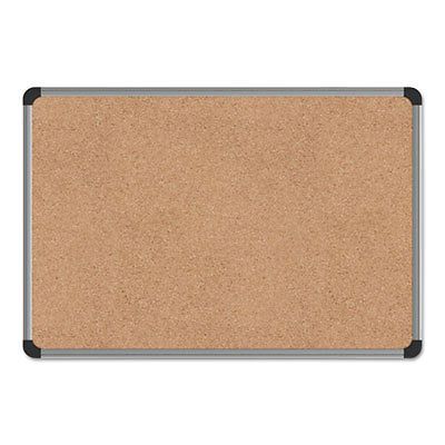 Cork Board with Aluminum Frame, 24 x 18, Natural, Silver Frame, Sold as 1 Each