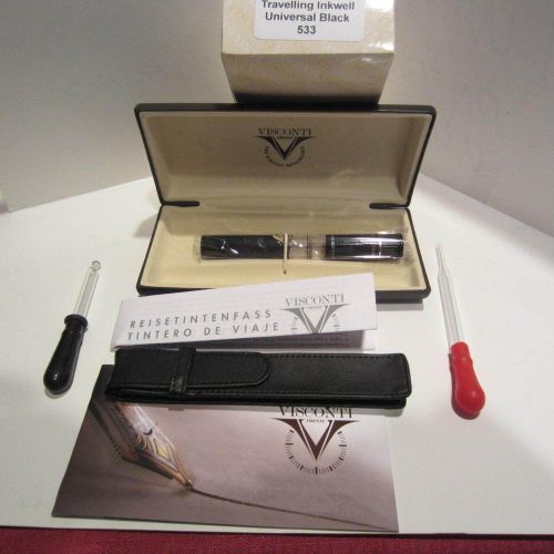 VISCONTI TRAVELLING INKWELL-INKPOT UNIVERSAL-PLUS FREE LEATHER POUCH+MORE-533