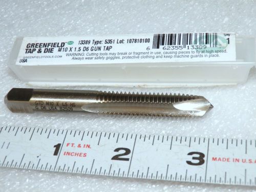 Taper tap   m10 x 1.5 mm d6 greenfield 13389  3 fluteusa uncoated  (loc5) for sale