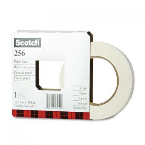 3M 256-1/2 Scotch 256 Printable Flatback Paper Tape, 12x55, 3 Core, White