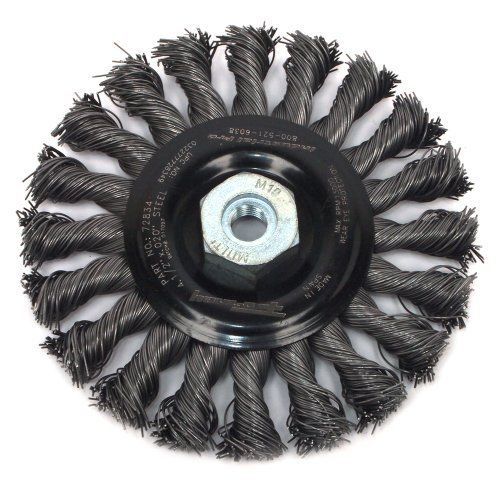 Forney 72834 wire wheel brush, industrial pro twist knot with m10-by-1.50/1.25 m for sale