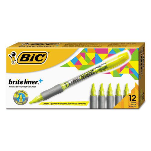 Brite Liner + Highlighter, Chisel Tip, Fluorescent Yellow, Dozen