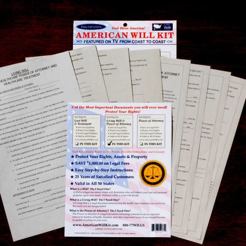 Living Will &amp; Power of Attorney Kit, Valid in all 50 States! As Seen on TV