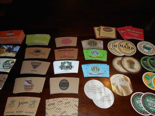 ASSORTED LOT ----- 75 COFFEE CUP SLEEVES &amp; 20 COASTERS--NEW --Fast Shipping