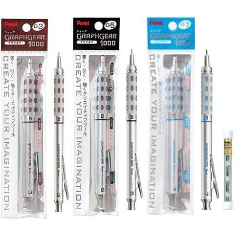 Pentel PG1013, PG1015, PG1017 Mechanical Pencil (1pc Each)+Z2-1N Eraser (1pc)