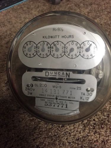Vintage Duncan Analog Electric Meter