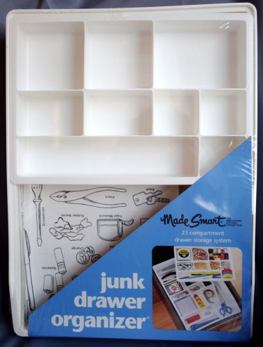 Made smart junk drawer organizer 23 compartment white ~ brand new in pkg for sale