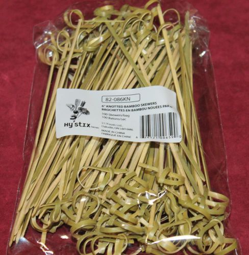 HY STIX KNOTTED END BAMBOO SKEWERS 6&#034; 100/PACK 10 PACKS/CASE NEW NIB SHIPS FREE