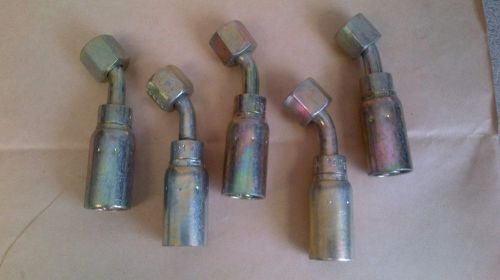 (5) weatherhead crimp hose fittings -4 female sae x 3/8&#034; hose 45 elbow 06u-486 for sale