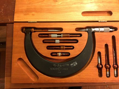 Scherr tumico point micrometer 2-6&#034;  set  micrometer ratchet for sale