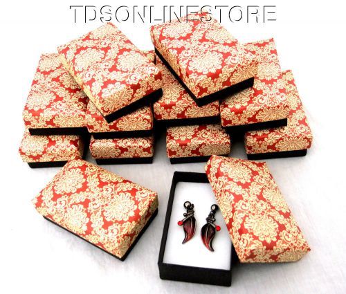 Red Floral Print Earring Boxes Package of 12
