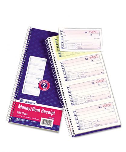 Adams - Wirebound Money/Rent Receipt Books Convenient size of 11&#034; x 5 1/4&#034;