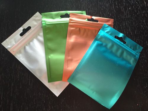 150PC 3x5 Food Safe 3 Assorted Color/Clear Foil Ziplock Mylar Bags-Heat Sealable