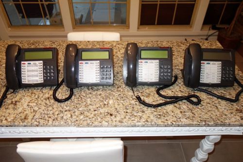 Lot of 4 Mitel Superset 4150 Speaker Display (Dark Grey) w/ Handsets
