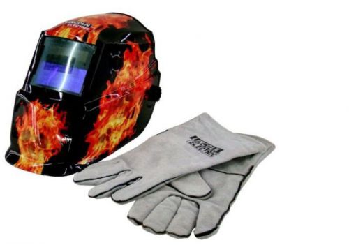 Lincoln welding helmet auto darkening solar mask grinding welder + bonus gloves for sale