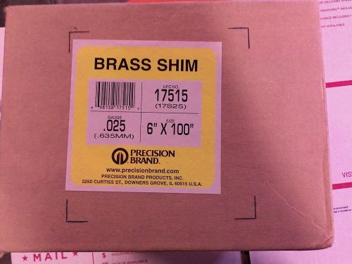 Precision brand brass shim .025  6&#034;x100&#034; for sale