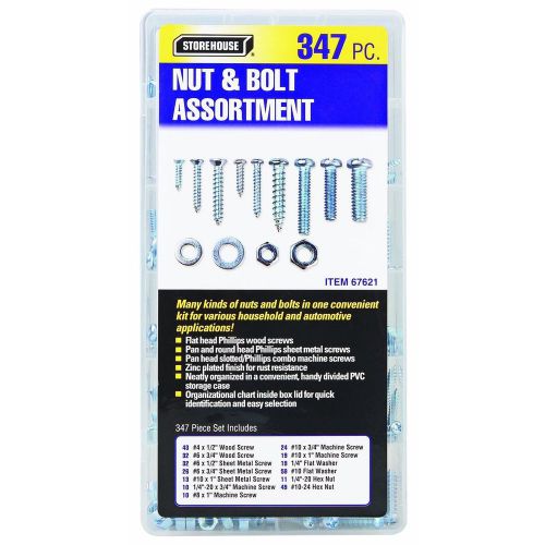 Nut and bolt assortment 347 pc metric screw hardware tool for sale