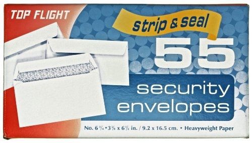 Top Flight Boxed Security Envelopes, Strip and Seal Closure, 3.75 x 6.75 Inches,