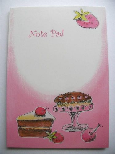 Writing Note Pad Paper Pink Cakes 30 Matching Lined Sheets Pages