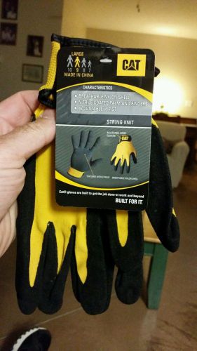 Cat CAT017416L Men&#039;s Nitrile Coated Palm Glove, Large, Black &amp; Y, per pair